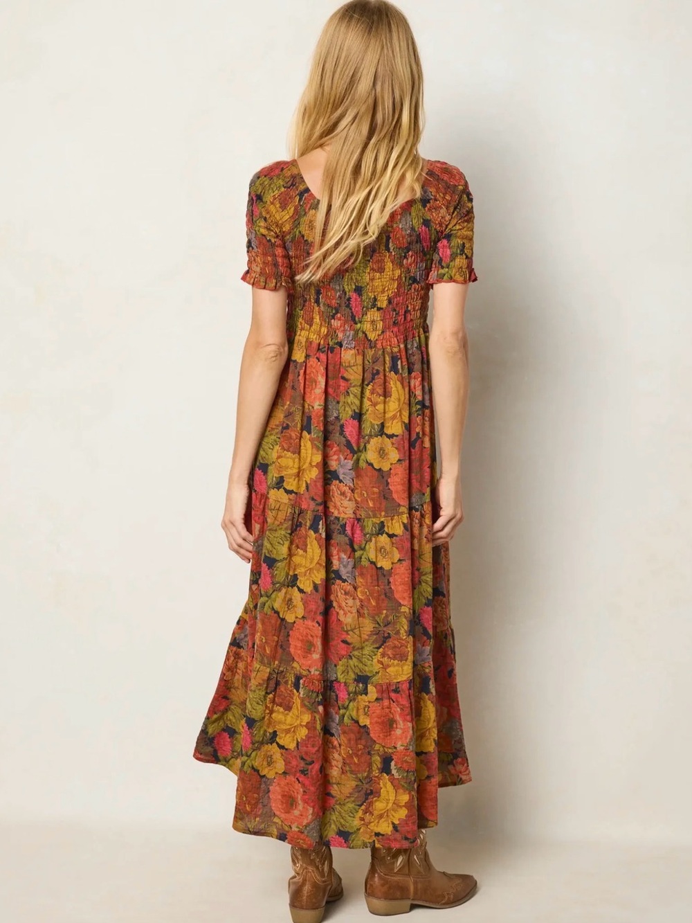 🔘NATURAL LIFE “Daisy” Floral Maxi Dress in “Autumn Roses Gold” - Picture 2 of 7